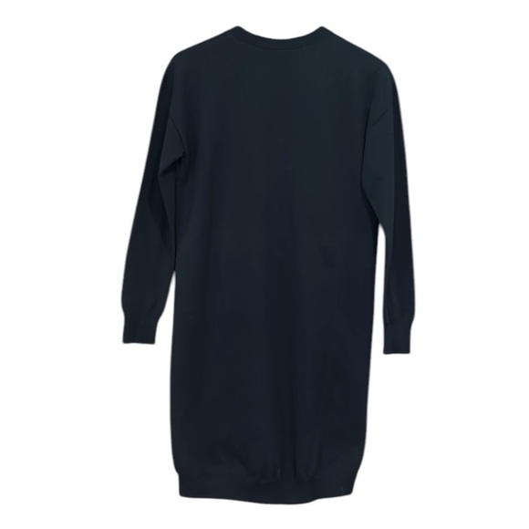 Vince Long Sleeve Cotton Crew Neck Ribbed Detail Black Sweater Dress Size XS - Picture 2 of 10
